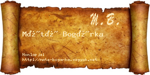 Máté Bogárka névjegykártya